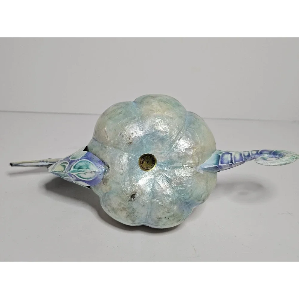 Coastal Seahorse Pumpkin Figurine Nautical Beach Halloween Fall Decor Iridescent